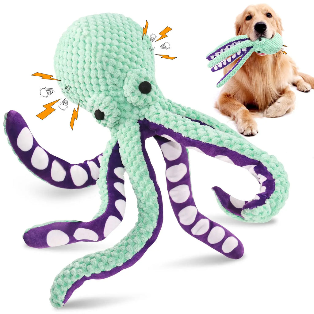 OctoPlay Plush Squeaky Dog Toy
