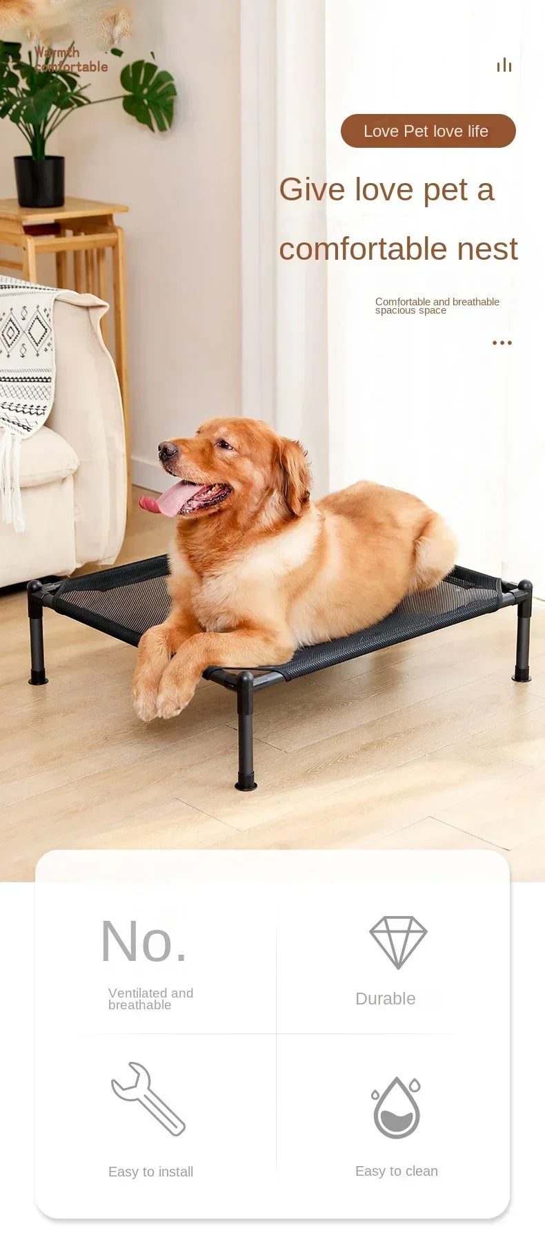 LiftEase Elevated Pet Bed