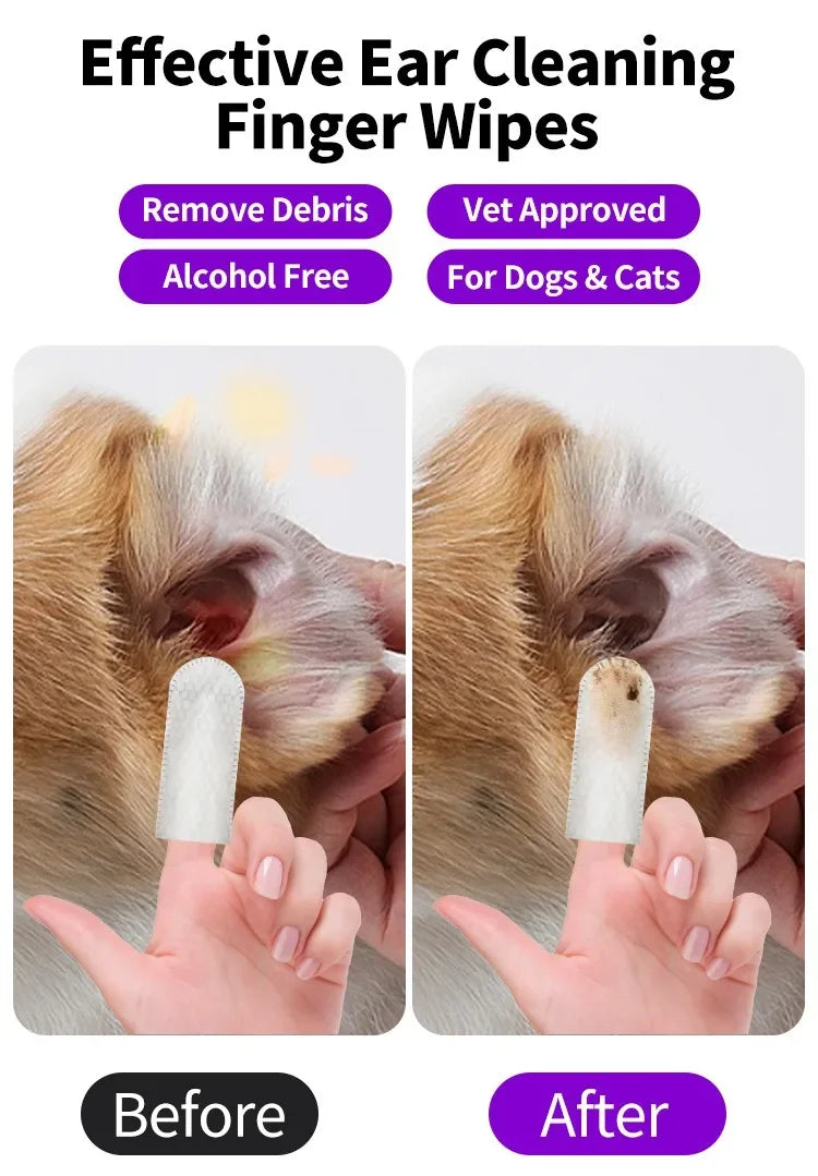 PawFresh Ear Cleaning Finger Wipes – 50 Pack