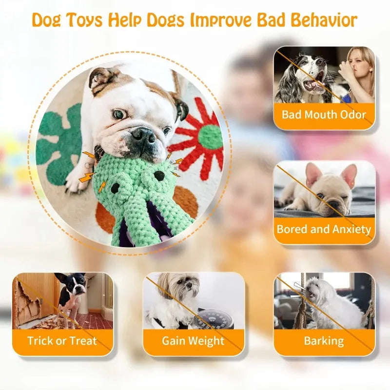 OctoPlay Plush Squeaky Dog Toy
