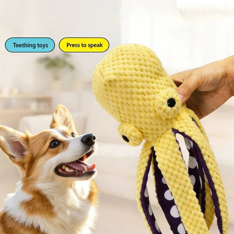 OctoPlay Plush Squeaky Dog Toy