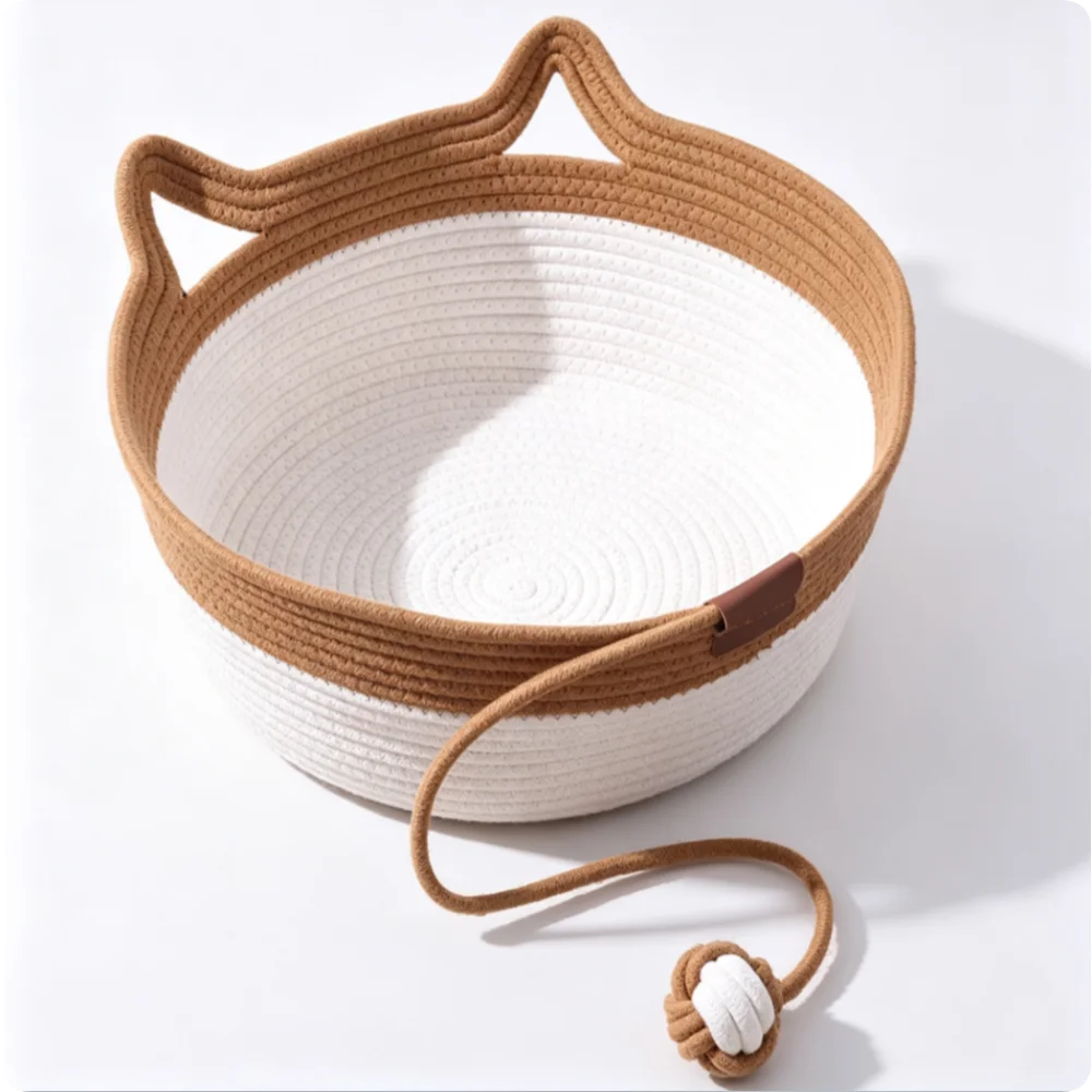 Hand Woven Round Cat Bed