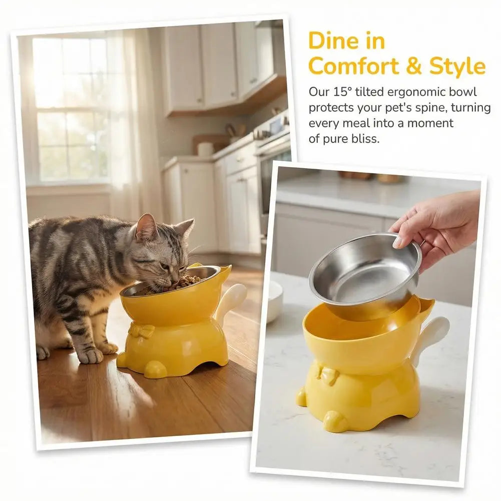 Anti-Tip Elevated Cat Bowl