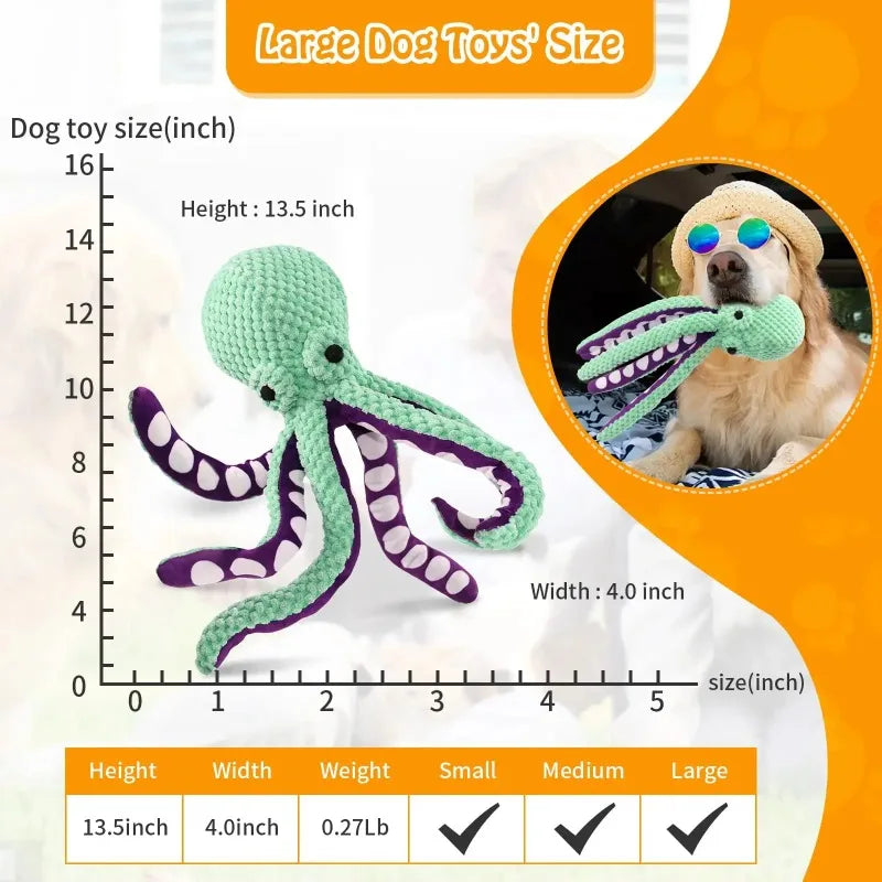 OctoPlay Plush Squeaky Dog Toy